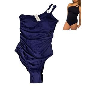 NEW Holipick SWIMSUIT Women's LG One Shoulder Blue One Piece Tummy Control NWT